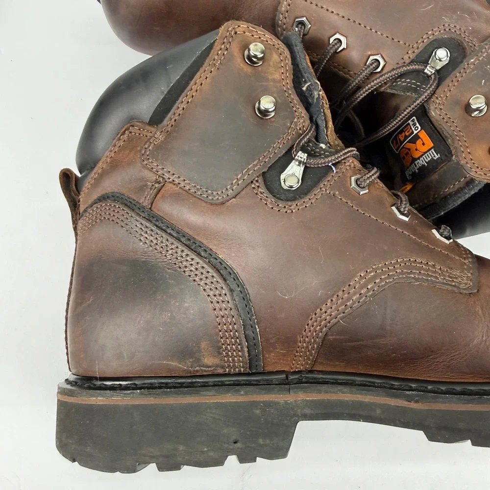 Timberland‎ PRO Work Boots Mens 11.5M Brown Steel Toe Leather Resistor A6801